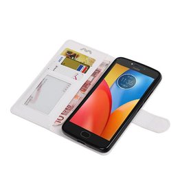 Moto E4 caja de la carpeta caso de libros cartera blanca