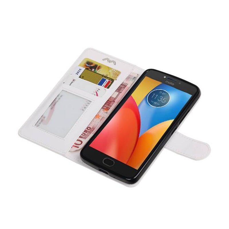 Moto E4 Wallet tilfælde bog typen tegnebog sag Hvid