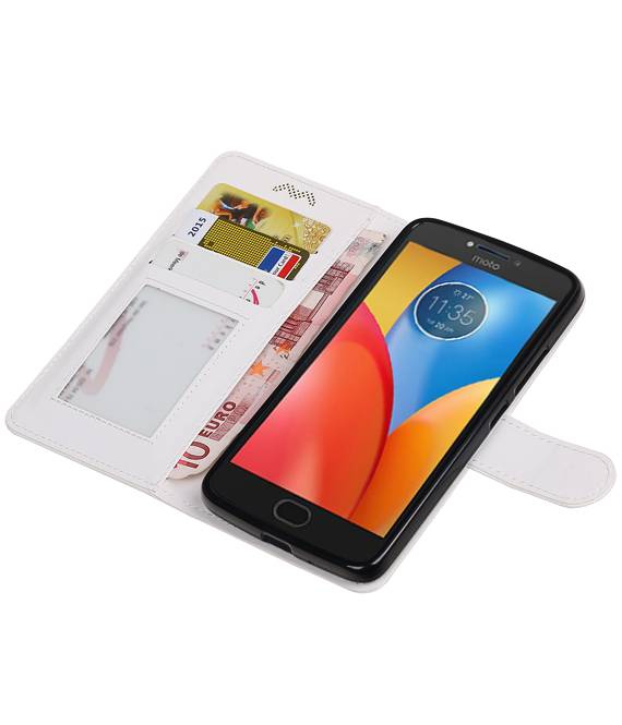 Moto E4 caja de la carpeta caso de libros cartera blanca