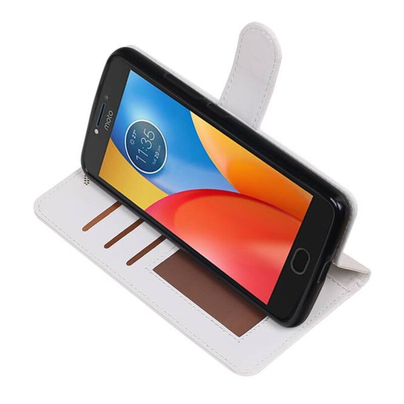 Moto E4 Wallet tilfælde bog typen tegnebog sag Hvid