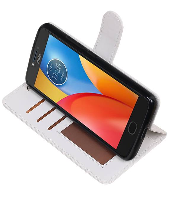 Moto E4 caja de la carpeta caso de libros cartera blanca