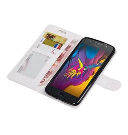 Moto G5 caja de la carpeta caso de libros cartera blanca