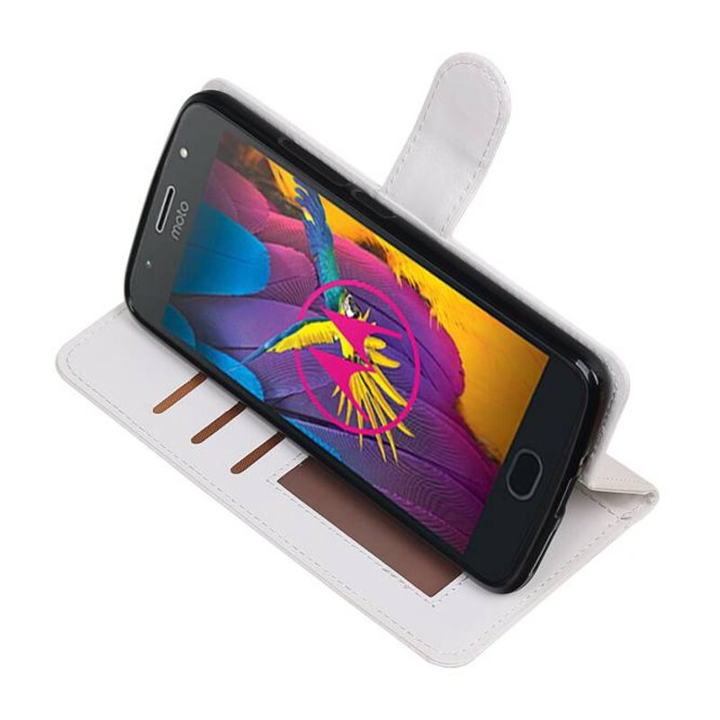 Moto G5s Wallet tilfælde bog typen tegnebog sag Hvid