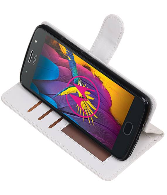 Moto G5s Porte-monnaie porte-monnaie cas de type livre blanc cas