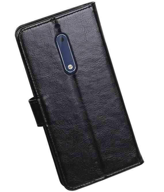 Nokia 5 Wallet Case booktype Sort tegnebog sag