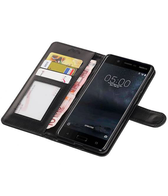 Nokia 5-Mappen-Kasten Booktype Black wallet Fall