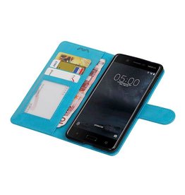Nokia 5 Wallet Case booktype tegnebog tilfælde Turkis