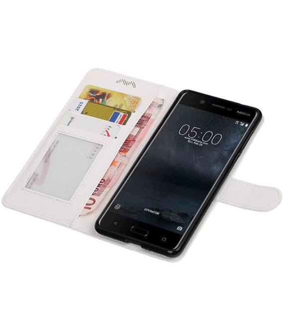 caso Nokia 5 della cassa del raccoglitore booktype portafoglio Bianco