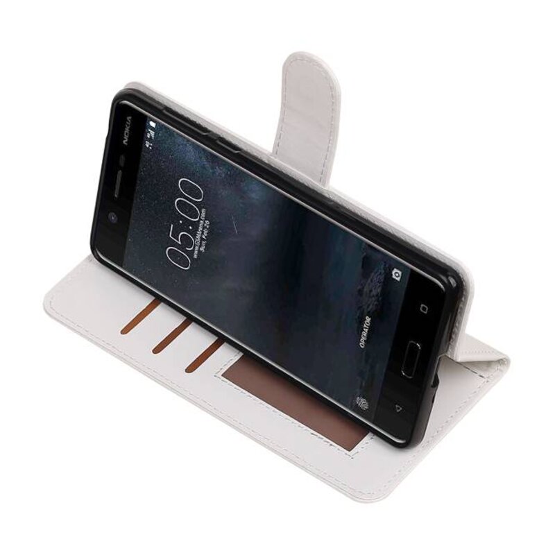 Nokia 5 Wallet Case booktype tegnebog sag Hvid