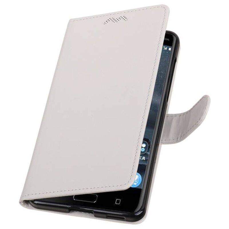 Nokia 6 Wallet Case booktype tegnebog sag Hvid