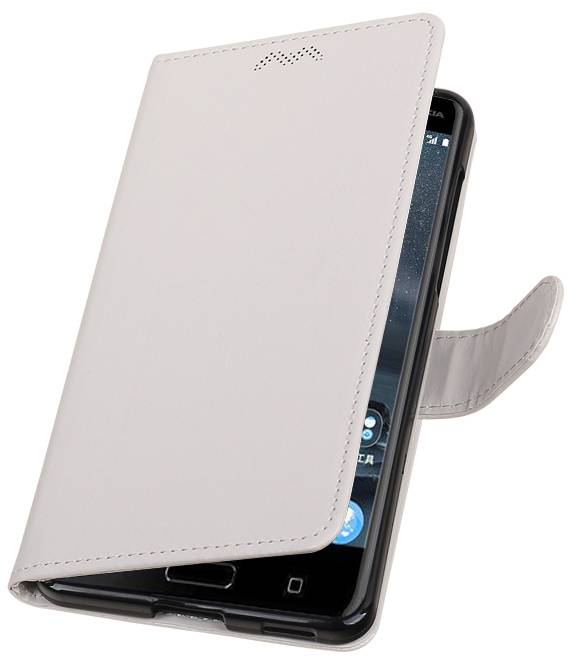 caso Nokia 6 della cassa del raccoglitore booktype portafoglio Bianco