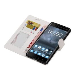 el caso de Nokia 6 carpeta del caso Booktype cartera blanca