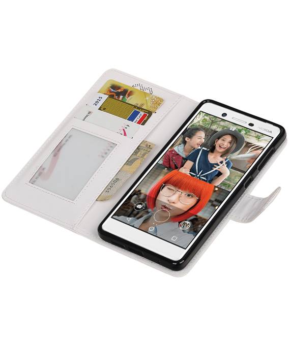 el caso de Nokia 7 Monedero libro de casos tipo cartera blanca