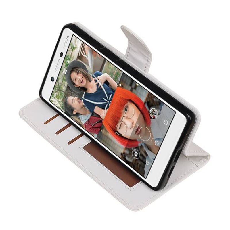 Nokia 7 Wallet tilfælde bog typen tegnebog sag Hvid