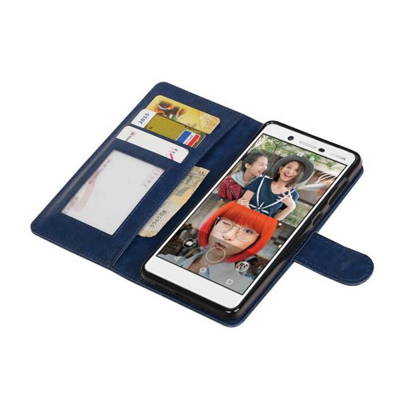 Nokia 7 Wallet tilfælde bog typen tegnebog sag Mørkeblå