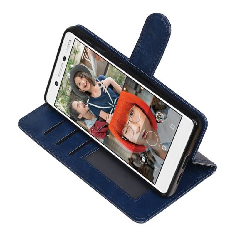 Nokia 7 Wallet tilfælde bog typen tegnebog sag Mørkeblå