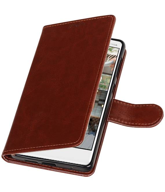Nokia 7 Type de livre de cas wallet affaire Brown