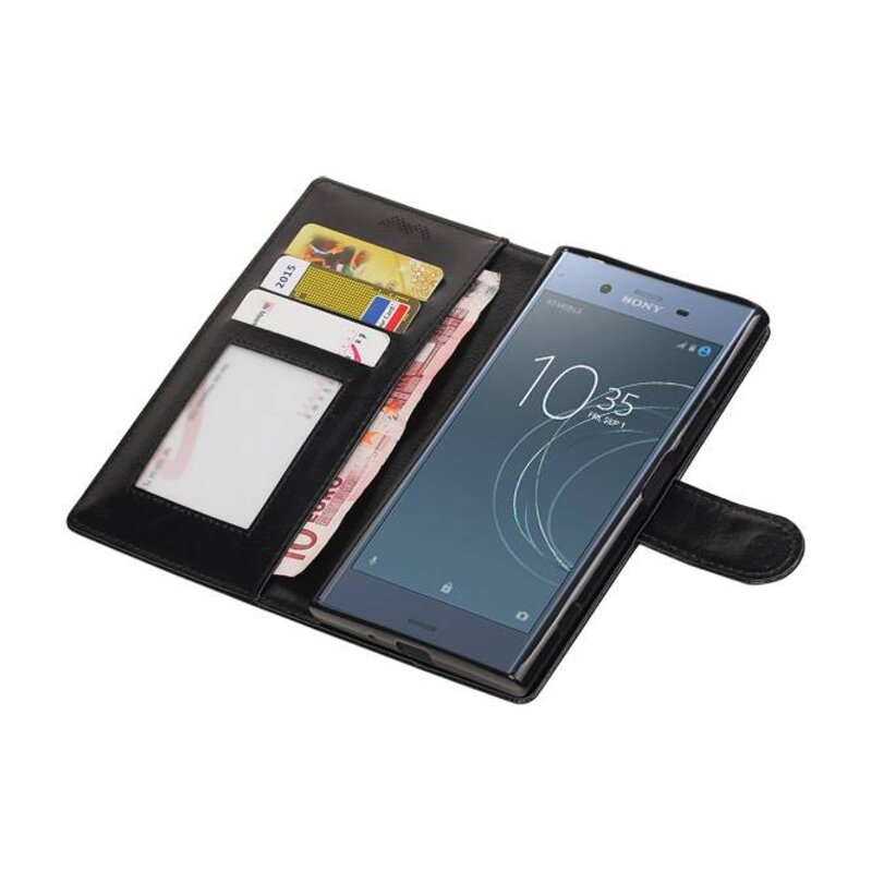 Xperia XZ1 Wallet Fall Booktype Wallet Schwarz