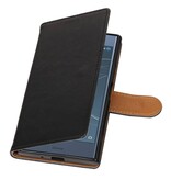 Gewaschenem Leder-Buch-Art-Fall für Xperia XZ 1 Schwarz