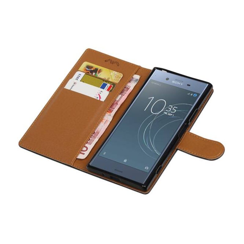 Gewaschenem Leder-Buch-Art-Fall für Xperia XZ 1 Schwarz