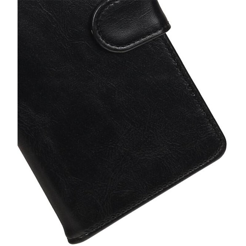 Gewaschenem Leder-Buch-Art-Fall für Xperia XZ 1 Schwarz