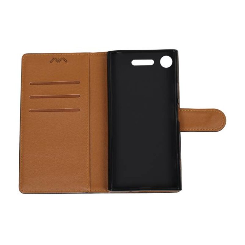 Gewaschenem Leder-Buch-Art-Fall für Xperia XZ 1 Schwarz