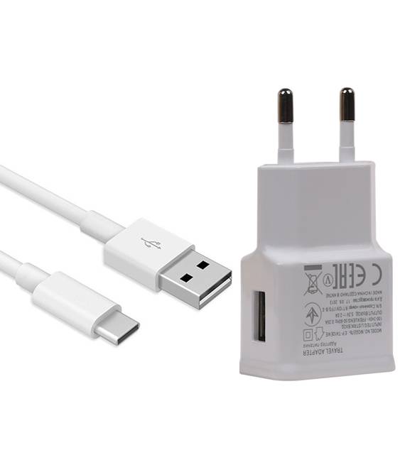 Tipo C Cargador de viaje universal 2.4 A Blanco + Cable USB