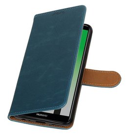 Pull Up PU cuir Bookstyle pour Huawei P20 Blue