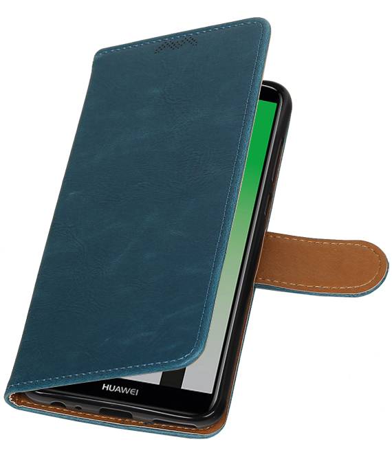 Pull Up PU Leder Bookstyle voor Huawei P20 Blauw