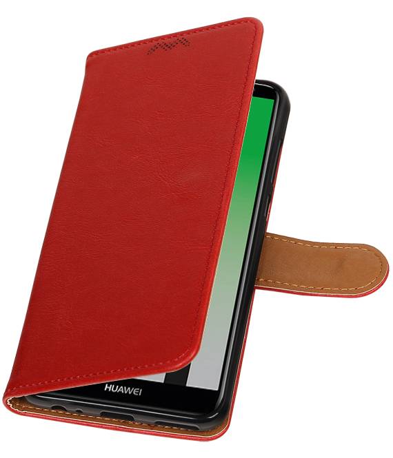 Pull Up PU Leather Bookstyle for Huawei P20 Red