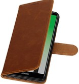 Pull Up PU Leather Bookstyle per Huawei P20 Brown