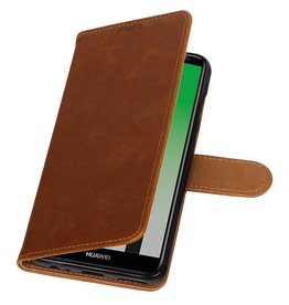 Pull Up PU Leather Bookstyle per Huawei P20 Brown