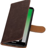 Pull Up PU Leder Bookstyle voor Huawei P20 Mocca