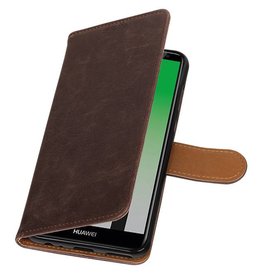 Pull Up PU Leather Bookstyle para Huawei P20 Mocca