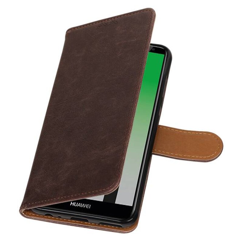 Pull Up PU Leder Bookstyle für Huawei P20 Mocca