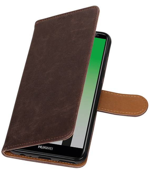 Pull Up PU Leather Bookstyle para Huawei P20 Mocca