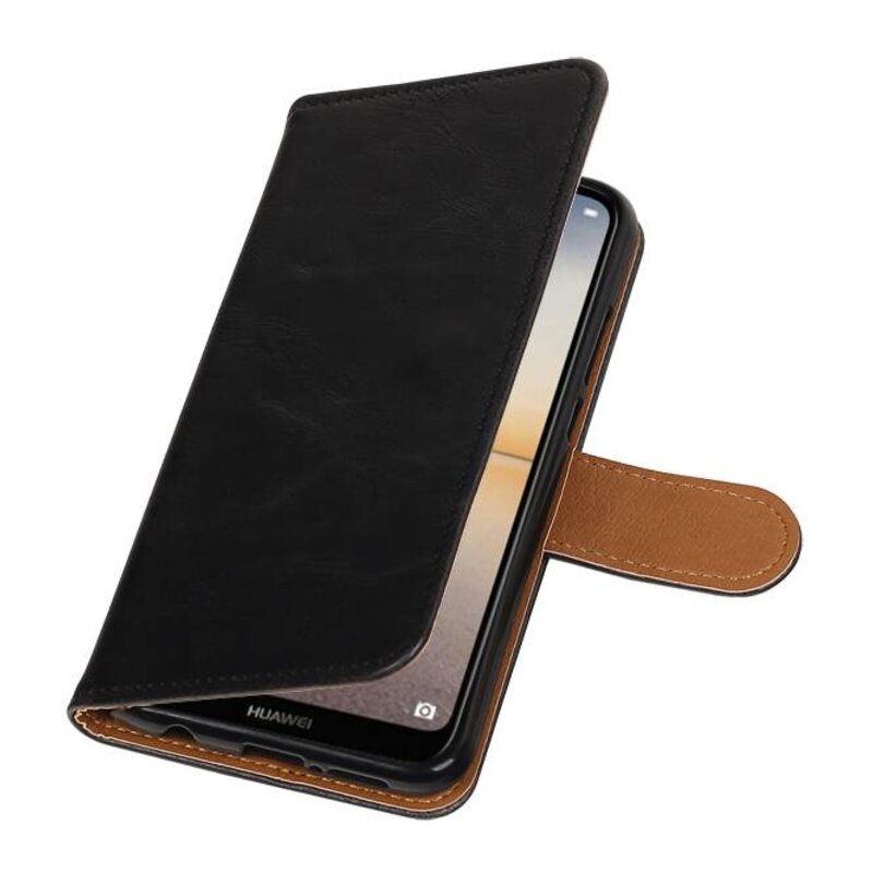 Pull Up PU Leder Bookstyle für Huawei P20 Lite Schwarz