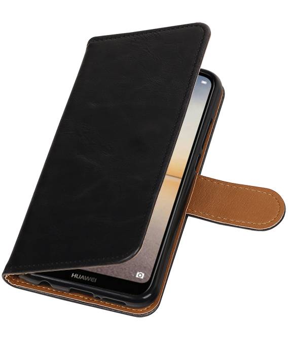 Pull Up PU Leather Bookstyle for Huawei P20 Lite Black