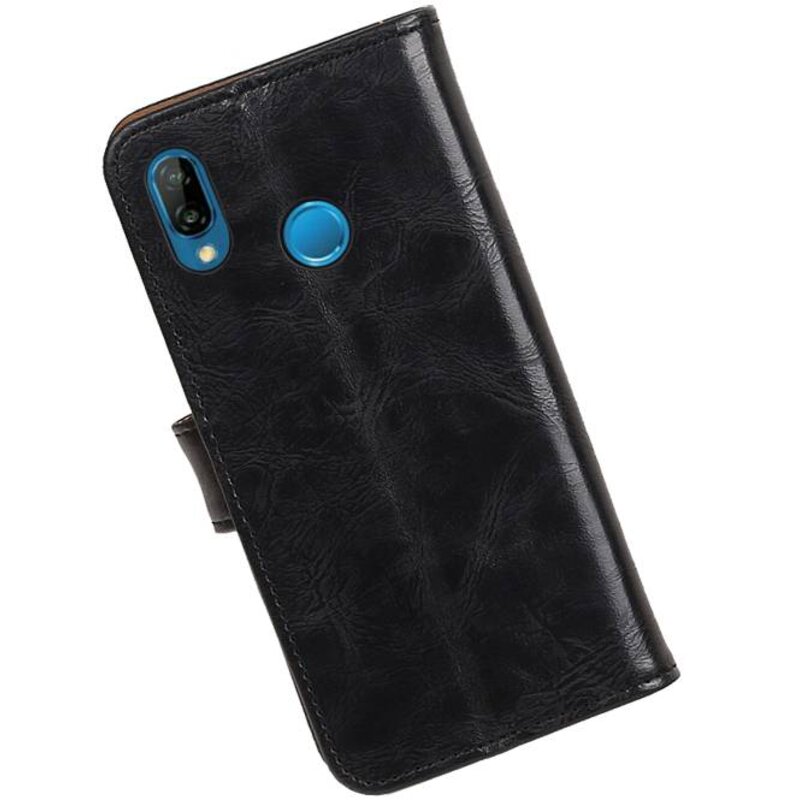 Pull Up PU Leder Bookstyle voor Huawei P20 Lite Zwart