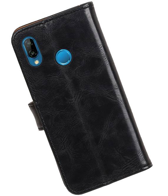 Pull Up PU Leder Bookstyle für Huawei P20 Lite Schwarz