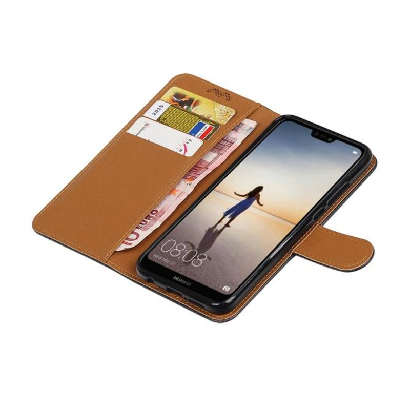 Pull Up PU Leder Bookstyle für Huawei P20 Lite Schwarz