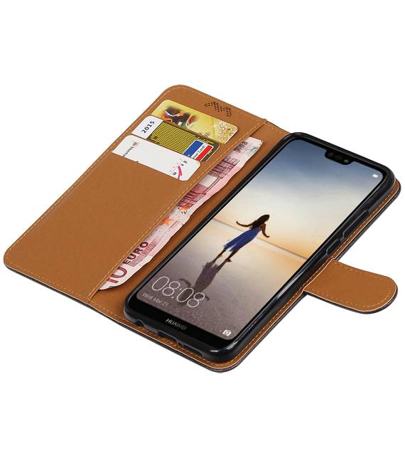 Pull Up PU Leather Bookstyle para Huawei P20 Lite Black
