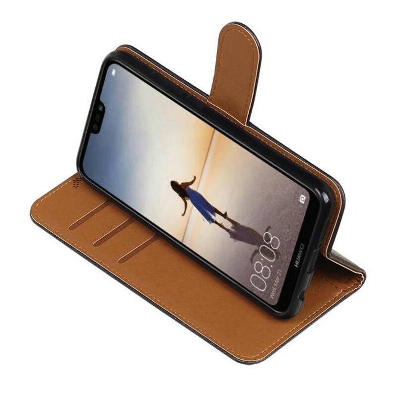 Pull Up PU Leather Bookstyle per Huawei P20 Lite Black