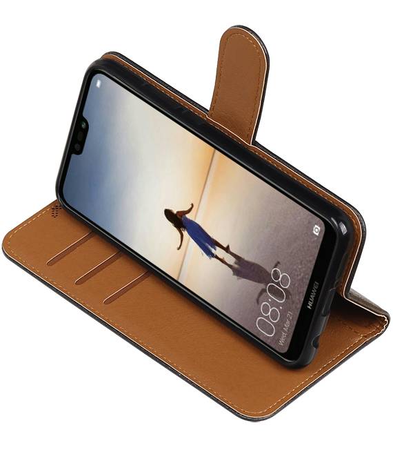 Pull Up PU Leather Bookstyle para Huawei P20 Lite Black