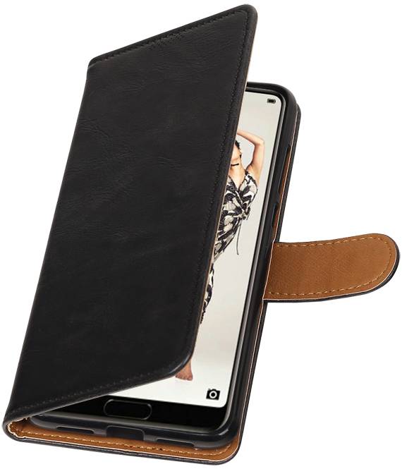 Pull Up PU cuir Bookstyle pour Huawei P20 Pro Noir