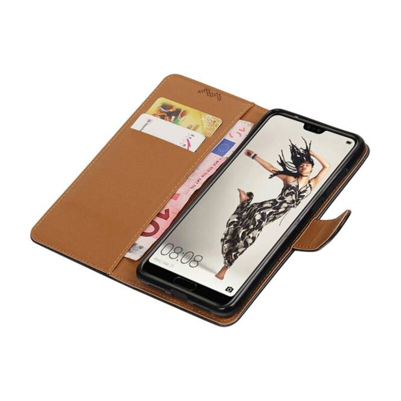 Pull Up PU Leather Bookstyle per Huawei P20 Pro Black