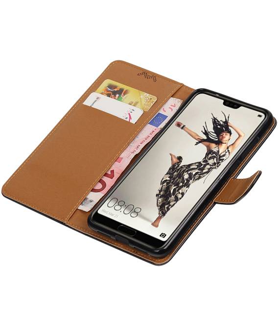 Pull Up PU Leather Bookstyle per Huawei P20 Pro Black