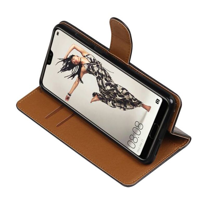 Pull Up PU Leder Bookstyle voor Huawei P20 Pro Zwart