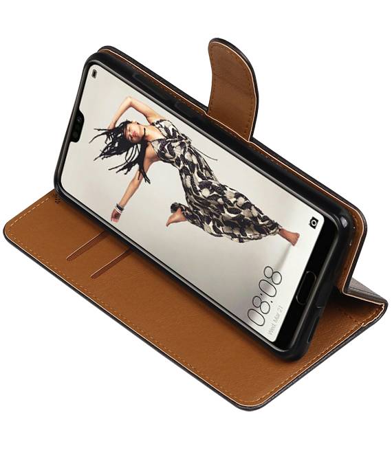 Pull Up PU cuir Bookstyle pour Huawei P20 Pro Noir