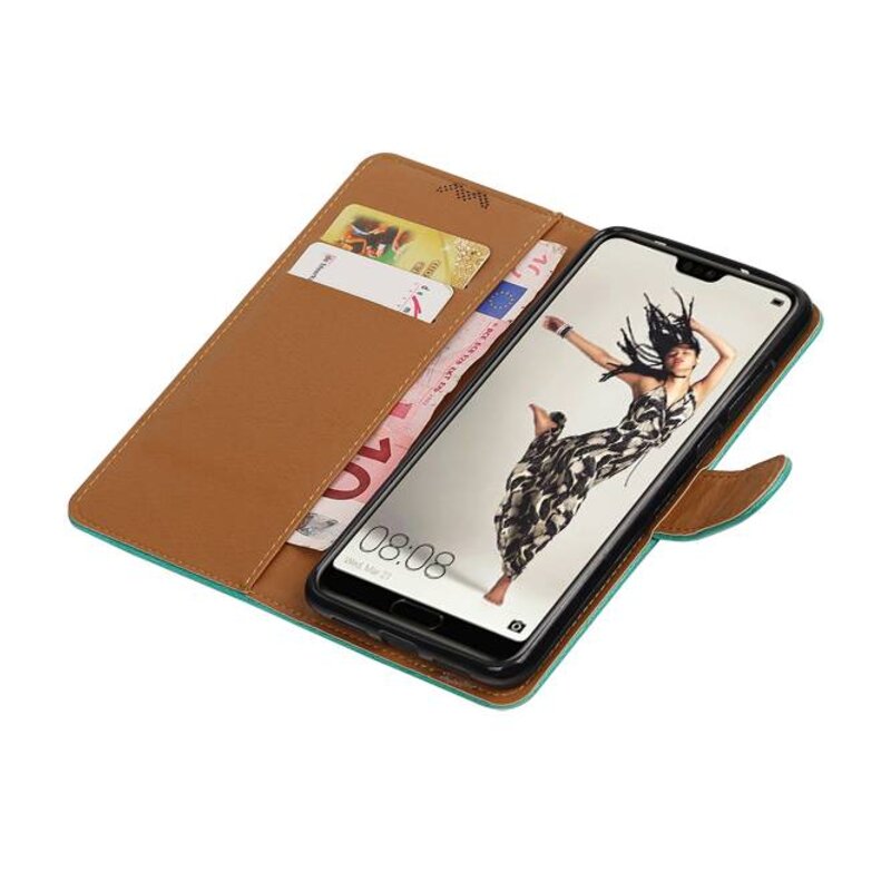 Pull Up PU Leder Bookstyle für Huawei P20 Pro Grün